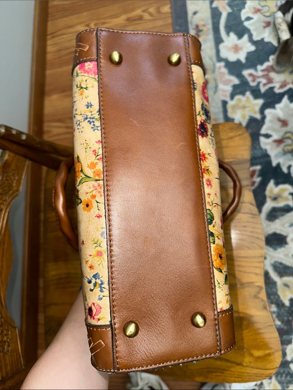 Patricia Nash Leather-Trim Floral Tote Bag - Shoulder or Crossbody Bag - Picture 6 of 6